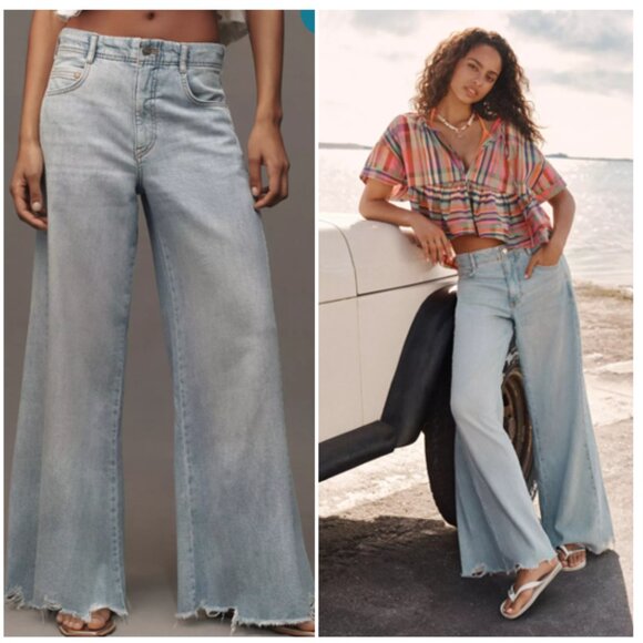 Pilcro Light Blue Flare & Wide Leg Jeans - Picture 6 of 7
